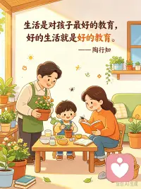 生活是对孩子最好的教育，好的生活就是好的教育。—— 陶行知配图