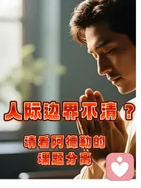 在咨询个案中，总是出现人与人边界不清的情况。今天给大家讲透，阿德勒心理学的核心方法：课题分离！
解决人际边界困扰，一点都不复杂。核心心法就一句，谁承担后果，就是谁的课题。别替别人扛事，别对别人的人生指手画脚。
判断标准很简单，不看谁吵得凶，就看最后谁买单。
具体分三步操作，先剥离情绪，只看事实；问自己搞砸了谁倒霉，接着把事归到对应人的头上；最后只做你可控的部分，剩下的直接闭嘴。
职场不用替领导乱焦虑，亲子不用替孩子兜底，伴侣闹情绪不用硬哄，拒绝别人不用有负罪感。
记住提醒一次是关心，反复叨念就是越界。边界清晰难免有人不满，别人怎么看你，本就是他的课题。
管好自己的事，别背别人的包袱，让花成花，让树成树。你当下有解不开的人际困扰吗，可以找我聊聊。配图