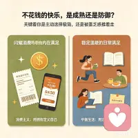 最近大家总提消费降级的话题，很多人聊省钱技巧，但很少有人说清，这背后的心理获得感，到底该怎么重构呢？
先问大家一个问题，不花钱就能获得的快乐，是心智成熟，还是自我防御呢？你要学会区分，真正的极简主义，和因焦虑不敢满足自己的心理防御。前者是主动筛选，后者是被动压抑。
你有没有发现，现在在社交场上晒名牌的少了，晒省钱攻略、薅羊毛技巧的多了，晒省钱反而成了新的社交货币。这其实是从过去的消费主义，到现在在集体转向节俭主义，大家的自我价值感来源，正在发生集体迁移。
但我要提醒大家一个点，长期过度节俭，反而会带来隐形代价。心理学研究早就证实，长期被匮乏心态裹挟，会导致认知带宽枯竭，决策疲劳持续堆积，甚至会让你的未来贴现率越来越高。
你不用逼自己走极端，别硬扛着不花钱，也别为了晒刻意抠门，找到属于自己的平衡，这才是真的踏实。