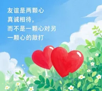友誼是兩顆心真誠相待，而不是一顆心對另一顆心的敲打配圖