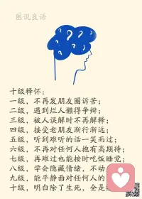 一、耳不闻人之非，目不视人之短，口不言人之过。
  
二、修一颗静心，才能冷眼旁观看待问题。敛一些脾气，才能从容不迫和人往来。

三、别人撒盐伤不了你，除非自己身上有溃烂之处。毎当你觉得受到伤害，是因为你有伤口，所以只要别人不经意碰触，你就敏感地又叫又跳，要别人为你的伤口负责。试想，如果伤口发炎的是你，却让别人去吃药， 你的伤口会好吗？凡事不要归责于他人，而要反省自己。他人只是一面镜子，它在照着你自己。

美好的一天开始了！
早安，亲们！配图