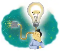 人類的腦和任何生命的不同之處在于，人腦的分析辨別能力，比任何生命都更強。但是，分析的腦還只是整體意識的一小部分。更大的一體意識，是我們隨時可以接軌、可以汲取的。沒有這個一體意識，也沒有生命。所以，我們不可能不跟一體意識相聯系。圖里的插頭，用來表達我們隨時跟一體意識聯機，而一體意識所帶來的光，隨時都有，讓我們隨時可以存在。配圖