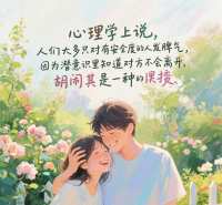 1. 心理学上说，人们大多只对有安全度的人发脾气，因为潜意识里知道对方不会离开，胡闹其实也是一种依赖 。配图
