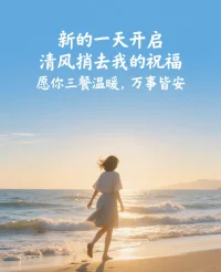 新的一天開啟，清風捎去我的祝福，愿你三餐溫暖，萬事皆安，早安！配圖