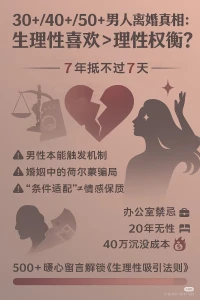原來男性真的會(huì)因「生理性喜歡」徹底淪陷
[玫瑰R]今天接待了5位男士咨詢離婚，3位的離婚理由讓我陷入深思——原來男性真的會(huì)因「生理性喜歡」徹底淪陷
??案例1：30歲新手爸爸
與妻子7年感情抵不過辦公室新人
第三者去相親就讓他崩潰到必須離婚
“看她嫁人我忍不了”
??案例2：52歲無(wú)性婚姻男
被有腿疾的溫柔女性喚醒第二春
發(fā)妻三次自殺仍堅(jiān)持離婚
“二十年了，我想為自己活一次”
??案例3：40歲精英男
為風(fēng)流姐姐豪擲40萬(wàn)
“在她身邊才感覺活著”
甘愿放棄美滿家庭選擇愛情
[炸彈R]更揪心的是兩位女性咨詢者：
婚后遭遇丈夫生理性厭惡
被冷暴力+身體羞辱
“他說看我就像看塊木頭”
??作為婚姻律師，發(fā)現(xiàn)殘酷真相：
1?? 男性前期可能因利益結(jié)婚，但終究難違生物本能
2?? 情感小白易成“條件適配”犧牲品
3?? 婚姻經(jīng)營(yíng)需要雙向情感認(rèn)知
?醞釀寫篇干貨：
《如何成為讓人「生理性心動(dòng)」的智慧女性》
卻被兩重顧慮卡住：
?怕被說“教壞女人不正經(jīng)”
?怕被罵“律師界PUA女王”
[火R]姐妹們說該寫嗎？
遇到惡評(píng)你們會(huì)護(hù)駕嗎？
（鍵盤俠退散符已準(zhǔn)備好）[doge]
[清單R]明早8點(diǎn)看評(píng)論區(qū)決定
夠500暖心留言就爆肝輸出！配圖