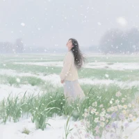 《四月飛雪》

雪戀北方四月天，

浥塵蕩氣美景添。

滋苗潤物降祥瑞，

溫柔恬靜伴春還。配圖