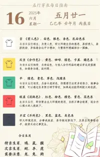 6️⃣🈷️1️⃣6️⃣日五行穿衣指南
