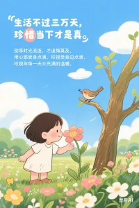 1. 生活不过三万天，珍惜当下才是真。别等时光流逝，才追悔莫及，用心感受身边点滴，珍视眼前人和事，让生命的每一天都充实而温暖 。配图