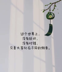 允许一切发生。
这个世界上，没有好坏，没有对错，只是大家处在不同的频率。
允许自己做自己，允许别人做别人。让花成花.让树成树。
择其善者而从之，其不善者而改之。只有这样，你才会活得洒脱。
生活，没有十全十美，人生难免会留遗憾花开成景，花落为诗。
换个角度，你就会有不同的领悟。
与万事言和，与独安相处。自行，自醒，自清醒!