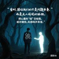 有时，困住我们的不是问题本身，而是无人诉说的孤独。把心里的“结”交给我，或许聊完，风就能吹开它。配图