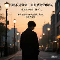 沉默不是坚强，而是疲惫的伪装。你不需要时刻“懂事”，那些不敢说出口的委屈、焦虑、迷茫，我都愿意听。配图