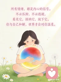 所有情绪，都是内心的信号。
不必压抑，不必逃避，
看见它，接纳它，放下它。
你与自己和解，世界才会对你温柔。