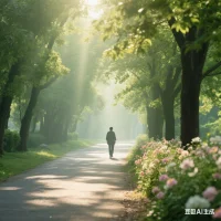 陽光透過樹葉的縫隙灑落，在地上織就斑駁的光影。漫步在林蔭小道，微風輕拂，帶來陣陣花香。這一刻，內心格外寧靜，仿佛所有煩惱都被風帶走。原來生活的美好，就藏在這些細碎的時光里，溫柔又治愈。配圖