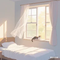 晨光透過紗簾灑進房間，溫柔喚醒睡眼。伸個懶腰，深吸一口清新空氣，昨夜的疲憊消散殆盡。耳畔傳來鳥兒歡快的鳴叫，嘴角不自覺上揚，嶄新的一天，連微風都裹著甜蜜。配圖
