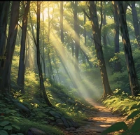 陽光穿林灑下，前路鋪滿希望。愿你如行于這林間小徑，在生活的旅程中，不懼枝葉遮蔽，心向光芒，每一步都邁向更明亮的方向。如果你想來傾訴的話，聯系我。配圖