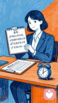 上班前，尽量安排一些计划性、交流性质的工作，给自己一个缓冲调整的时期，逐步进入工作状态。
除了作息规律，工作的相关物品在上班前一晚上也要准备好，避免第一天上班落下；也可以提前设置闹钟，让自己早一会儿起床，避免因为迟到引起心理焦虑。
一上班就投入到紧张的工作计划中，这会增加焦虑感。你可以提前一会儿到公司，对工位进行一些打扫和整理，给自己一个全新的开始。然后对接下来的工作进行简单的规划和分类管理，从简单的工作项入手。配图