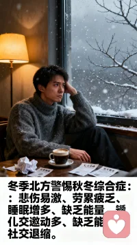 在冬季，尤其在北方地区，如果明显地感受到悲伤易激、长时间劳累疲乏，并且睡眠增多、缺乏能量、在社交场合退缩。那么你需要注意了，有可能出现了“秋冬综合症”！配图