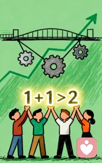 完成团队的目标任务，并不是简单的1+1，而是1+1>2，是对理解力、协作力、执行力、体力适配度的大考验。团队组织要发展，就要让产出大于投入，必须发挥每个人锦上添花、众人拾柴的价值，通过有效沟通激活团队协作，将1+1=2的物理反应转化为1+1>2的化学反应，推动工作效率的快速提升；同时有效沟通，也可以避免团队内耗问题的产生，防止各种力互相抵触抵消，导致1+1<2，这样会大大降低工作效率。配图