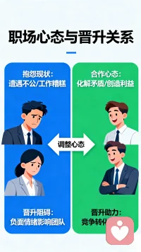 有这样一些人，会经常和自己关系较好的同事抱怨工作，或者是因为遭遇了不公平对待，不仅仅是抱怨，更会产生仇视心理。这种性格是我们职场晋升妥妥的绊脚石。实际上在我们的工作中，抱怨并不会使我们的工作更加顺利，只会使我们的工作越来越糟糕。仇视心理更是会激化内部矛盾的引爆器。同事之间，更多的是通过合作，才能为集体创造更高的利益，所以，不妨将同事之间的竞争化作动力，而非阻力。