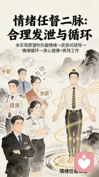 人们有各种各样的愿望，但真正能达成的却为数不多。对那些未能实现的意愿所引起的负面情绪，人们要像武侠片里打通“任督二脉”一样，让情绪以合适的方式发泄出来，实现情绪的合理循环。这对职工的身心健康和工作效率的提高都有利。配图