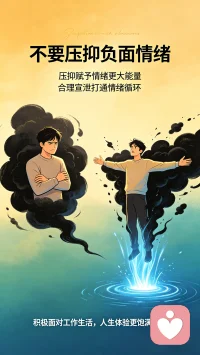 当负面情绪出现时，不要压抑它。压抑这些情绪，会赋予它们更大的能量。我们把负面情绪合理宣泄出来了，意味着情绪循环没有发生“阻塞”，像打通“任督二脉”一样通畅。这样大家才能够去面对一个新的情绪，用一个新的更积极的方法面对工作和生活，我们的人生体验也会更加饱满和真实。配图