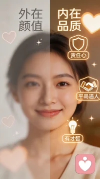 当你开始了解一个人的内在品质时，你就会在某种程度上忽略其外在的颜值。此时，她/他的内在品质，例如有责任心、平易近人、有才智等等优秀品质，才是对你是否具有吸引力的决定性因素。配图