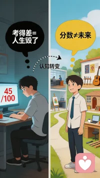 不少考生查到分数后极易陷入极端思维，将一时成绩等同于个人全部价值，生出“考得差，人生就毁了”“所有人都比我优秀”的消极想法。这样的认知极度片面。分数仅能客观记录高中阶段知识掌握程度与考场发挥，无法衡量一个人的品性、坚持，更不能限定未来发展。