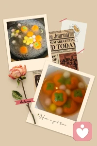 元宵节，特别煮了大大小小的彩色汤圆。入口甜甜的，滑滑的，软软的，糯糯的，以前不怎么爱吃，才发现很好吃，还有美好的寓意呢！祝愿你我柿柿（事事）如意，圆圆满满！配图