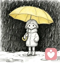 我画的不是画,而是心情。虽然下着冬雨,但我的心很暖。