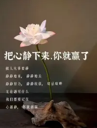美好的一天即將結束，想跟你分享，今日心理感悟！
把心靜下來，你就贏了！
為什么我很喜歡這句話呢？因為在日常來訪者中，很多都因為一點小事，而掉進情緒里，讓自己煩亂不已的。
假如你遇到事情后，先讓自己的心靜下來，處理好自己的情緒，然后再處理問題，你會發現，一切都會向著好的方向發展！

我海靜老師，是您的心靈傾聽者，歡迎多多交流！配圖