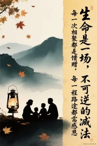 生命是一场不可逆的减法，每一次相聚都是馈赠，每一程路途都需感恩