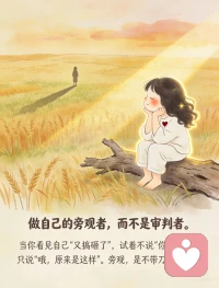 人生没有标准答案
早上还在精心摆盘，
晚上就瘫在沙发吃外卖；
今天热爱社交，明天只想独处。
这不是分裂，这是真实。
矛盾，不是需要修复的裂缝，
而是我们每个人内在的结构。
接纳这些矛盾，
停止用“标准答案”审判自己，
才是与自己和解的开始。
和解，不是变得完美，
而是允许自己同时拥有认真和凑合、精致和懒散、坚强和脆弱。
以下9张卡片，
送给正在学习与自己和解的你。
你见过的我是真的，
你没见过的那部分也是真的。
人生是旷野，不是轨道。
允许自己偶尔脱轨，
允许自己“没用”，
允许自己暂时不好。
我们不用活成标准答案。