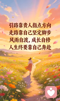 在这个世界上 
没有任何人
比你更懂得自己
了解自己 爱惜自己

做自己的灵魂伴侣
在孤独中奋进
在自律中成长
在苦难中坚强

用阳光雨露温润心房
让内心强大而更有力量
不要精神上依赖别人
只有自己才是
自己命运的掌舵人

做自己的灵魂伴侣
忧愁时听音乐
治愈疗伤
寂寞时多读书
灵魂滋养
低谷时自我激励
不要失望
活成自己想要的样子

在繁华中自律
在沉默中自强
你若盛开 蝴蝶自来
你若精彩 处处芬芳配图