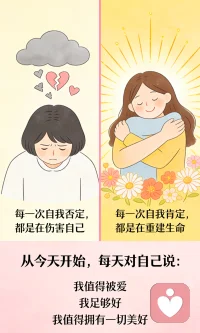 在焦虑里，你觉得：
我不够好，我要努力变好。
在价值感里，你觉得:
我很好，我知道怎么更好。
生活的本质是轻松的，
找到价值感，
你可以轻松变得更好。

在孤独里，你觉得：
我不好，没有人爱我。
在价值感里，你觉得：
我很好，我知道怎么被爱。
人生的本质是被爱的，
找到价值感，
你可以与人连接获得被爱。

你觉得你是有价值的吗？
人是多面的，
既有价值，又没价值。
使用你低价值的一面，
你就在绝境挣扎。
使用你高价值的一面，
你会如鱼得水。

你想过什么样的生活？
如果是悲苦劳累孤独的生活，
就用低价值的一面去生活。
如果是轻松幸福富足的生活，
就用高价值的一面去生活。
你的现状，都是你创造的。

没有人是绝对差劲的，
但有的人喜欢使用差劲。
没有人是不够优秀的，
但有的人看不到自己的优秀。

你家院子里就有宝藏，
何必再向外苦苦寻求。
你要做的就是:发现自己的好！
因为你本来就很好。配图