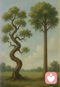 “直树成才，弯树成景。人生百态，各有归途。各有各的美”

“一颗按着规矩来，笔直挺拔，却让我心疼
一颗按着心意来，率性而为，却成就艺术
无为，而无所不为！”