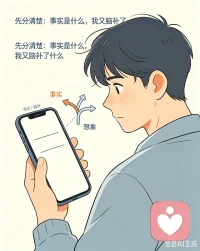 你有没有过这种时候：明明没做错事，别人皱眉你就忍不住紧张；发消息对方回得慢，脑子里已经演完一场被讨厌的大戏；甚至别人随口一句评价，能在心里反复嚼上三天。
 
别责怪自己“太敏感”，这不是你的错。高敏感其实是种天生的感知模式——你的神经像装了高清镜头，能捕捉到别人忽略的细节，比如语气里的微妙变化、氛围里的一丝不对劲。
 
但麻烦的是，这些镜头常常对着自己：把别人的情绪归因为“我不好”，把小事放大成“我搞砸了”。
 
试试这个小方法：下次又开始胡思乱想时，拿出手机备忘录，写下两句话：1. 事实是什么？（比如“他没秒回消息”）2. 我脑补了什么？（比如“他讨厌我了”）
 
你会发现，很多痛苦，都藏在“事实”和“脑补”的裂缝里。配图