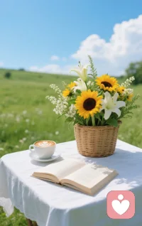阳光漫过桌角，风里裹着青草香。
在自然里，赴一场与自己的约会。
心有繁花，处处晴朗。配图