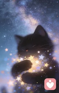 今天的星星和小黑猫都为你打包好了，愿你枕着星光，温柔入眠。配图