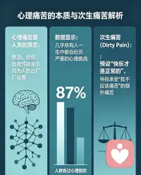 心理痛苦是人类的常态。焦虑、悲伤、自我怀疑可以说是生而为人的出厂设置。几乎所有人一生中都会经历严重的心理挑战。如果我们预设“快乐才是正常的”，那么当我们感到痛苦时，我们不仅要承受痛苦本身，还要承受“我不应该痛苦”的次生痛苦 。配图
