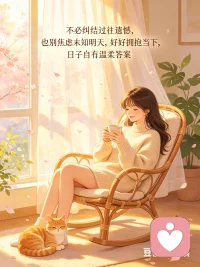 不必纠结过往遗憾，也别焦虑未知明天，好好拥抱当下，日子自有温柔答案。