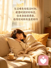 生活难免有低谷时刻，疲惫时就好好休息，你本身就很勇敢，值得世间所有温柔相待。