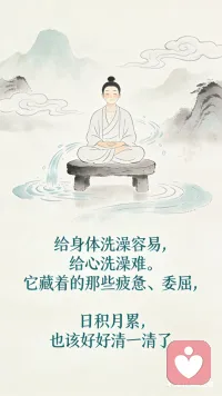 给身体洗澡容易，给心洗澡难。

它藏着的那些疲惫、委屈，日积月累，也该好好清一清了。配图