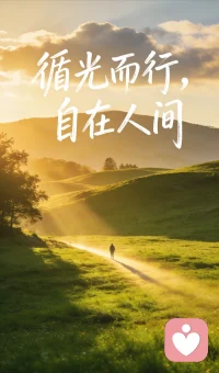 先拥抱自己，再去拥抱这个世界吧～

万物皆有裂痕，那是光照进来的地方。

一首《循光而行》 用音乐疗愈自己
风过山野  起轻烟.
烟绕流云  映长天
天开万里  晴光现
现出山河  入眼前
前尘皆作  清月散
散却烦忧  心自安
安得人间  多温暖
暖意相随  岁岁欢
欢歌伴我  行路远
远看星辰  落身边
边行边赏  人间好
好景常随  岁岁安配图