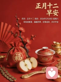 2月28日农历正月十二，是二月最后一天，也叫顺天日，愿我们万事皆顺意，出门在外，运气顺，生意兴隆，事业顺，生活顺，事业顺，赚钱顺，身体顺，顺风顺水，一顺百顺事事顺！配图