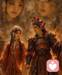 回眸一望穿秋水，家园情怀尽肝胆。后世莫忘当年事，马踏东瀛镇邪祟。铁血丹心男儿志，豪气干云冲九霄。汉家儿郎多忠义，烛照汗青万古传。
此台是戏台，是亡台，亦是宴台。
戏服即是婚服，万千英魂，九州民魂，皆为座上宾客。以燎原烈火为灯，以家国赤诚为聘，这一场，是只属于二人的婚礼。配图