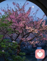 五月的最后一夜，我把溶着海棠香的夜色，
作为写给星河的情书，
她是树梢的那轮明月，
她是明媚灿烂的海棠，
她是照亮我整个五月的光！

海棠花淡月为香，
风抚半窗轻幽梦。配图