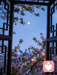 五月的最后一夜，我把溶着海棠香的夜色，
作为写给星河的情书，
她是树梢的那轮明月，
她是明媚灿烂的海棠，
她是照亮我整个五月的光！

海棠花淡月为香，
风抚半窗轻幽梦。配图