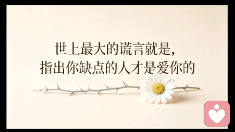 世上最大的谎言就是,“指出你缺点的人才是爱你的”
