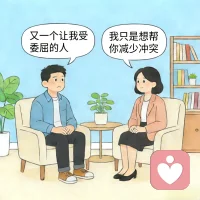 个案分享：
图画中，那个走个过场的建议，我以为是在帮TA省力气，其实是让TA再委屈自己一次。
如果你是我，你会说什么？
如果你是TA，那一刻你希望听到什么？

#心理咨询 #边界感 #创伤知情 #咨询师也是人