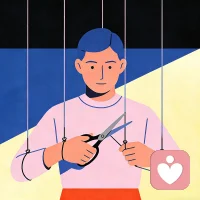 你的人生，为什么要由他们来决定？
你是否觉得，
自己有时候就像一个被提线操控的木偶？
他们，那些线，
可能是父母的期许，朋友的标准，同事的目光……
也可能是你内化多年的“我应该”“我必须”“我不行”。
剪断那些不属于你的线，
不是叛逆，不是对抗，
而是看见自己、尊重自己、接纳自己，
把人生的主导权，重新放回自己手中。
那么，好，现在就告诉我，
你，想要拿回自己的主导权吗？
你，最想剪断的又是哪根线呢？
#倾听者手记#我的人生我做主